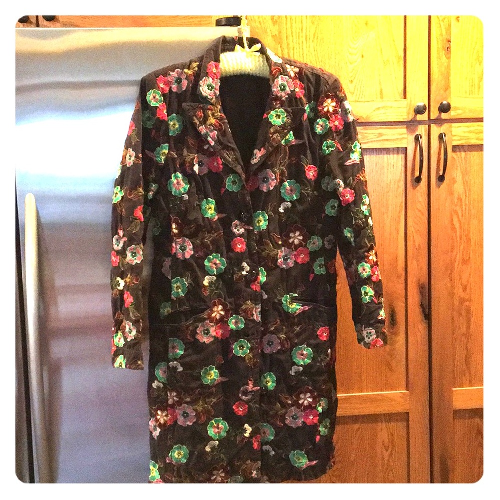 Johnny Was size L embroidered brown coat